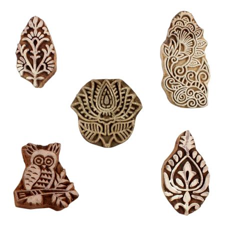 Set of 5 Piece New Mix Wooden Printing Blocks